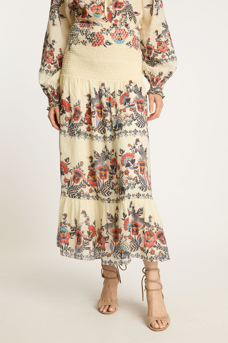 Caballero Chablis Skirt- Zebra Leaf-Hand In Pocket