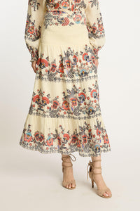 Caballero Chablis Skirt- Zebra Leaf-Hand In Pocket