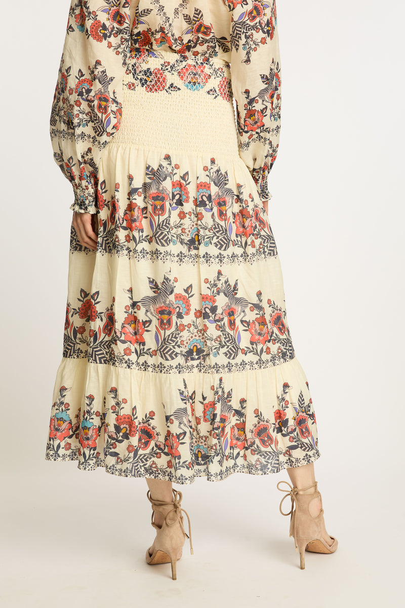 Caballero Chablis Skirt- Zebra Leaf-Hand In Pocket