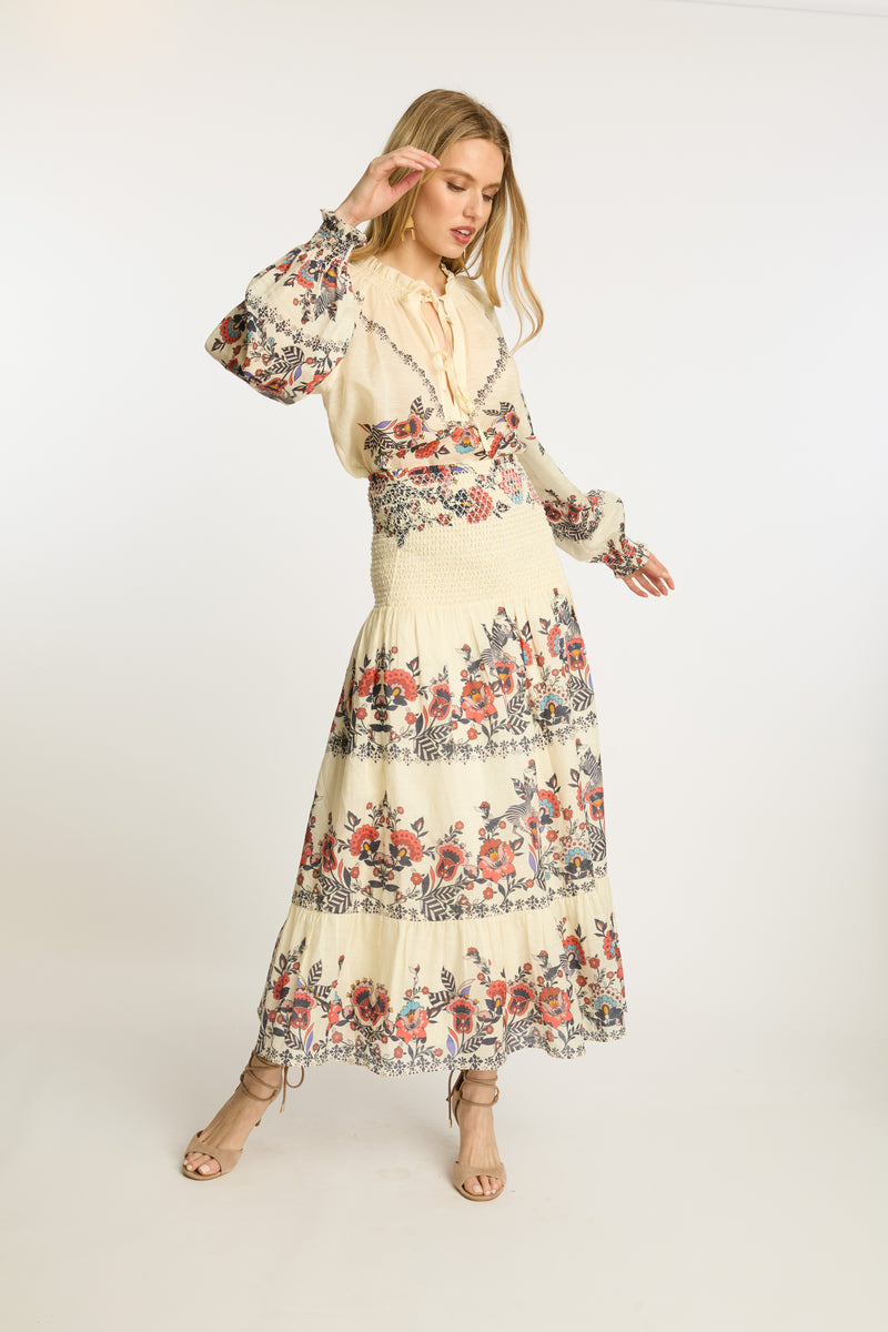 Caballero Chablis Skirt- Zebra Leaf-Hand In Pocket