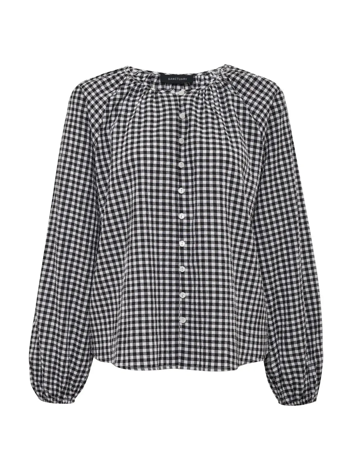 Sanctuary Perfect Gingham Blouse- Picnic-Hand In Pocket