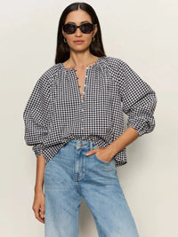Sanctuary Perfect Gingham Blouse- Picnic-Hand In Pocket