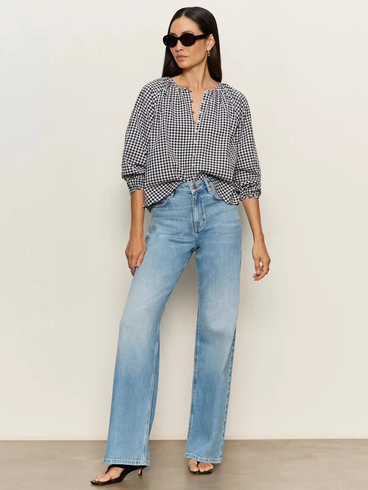 Sanctuary Perfect Gingham Blouse- Picnic-Hand In Pocket