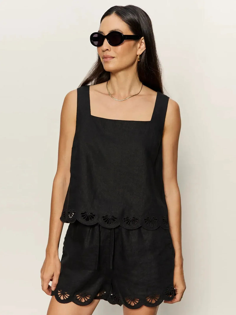 Sanctuary Almost There Linen Top - Black-Hand In Pocket