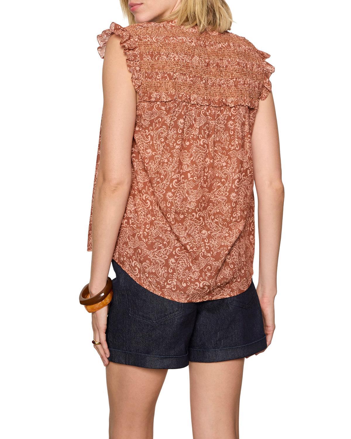 Sanctuary Free Feeling Smocked Blouse - Mosaic Clay-Hand In Pocket
