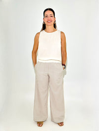 Michael Stars Janelle Tie Neck Tank - Chalk-Hand In Pocket