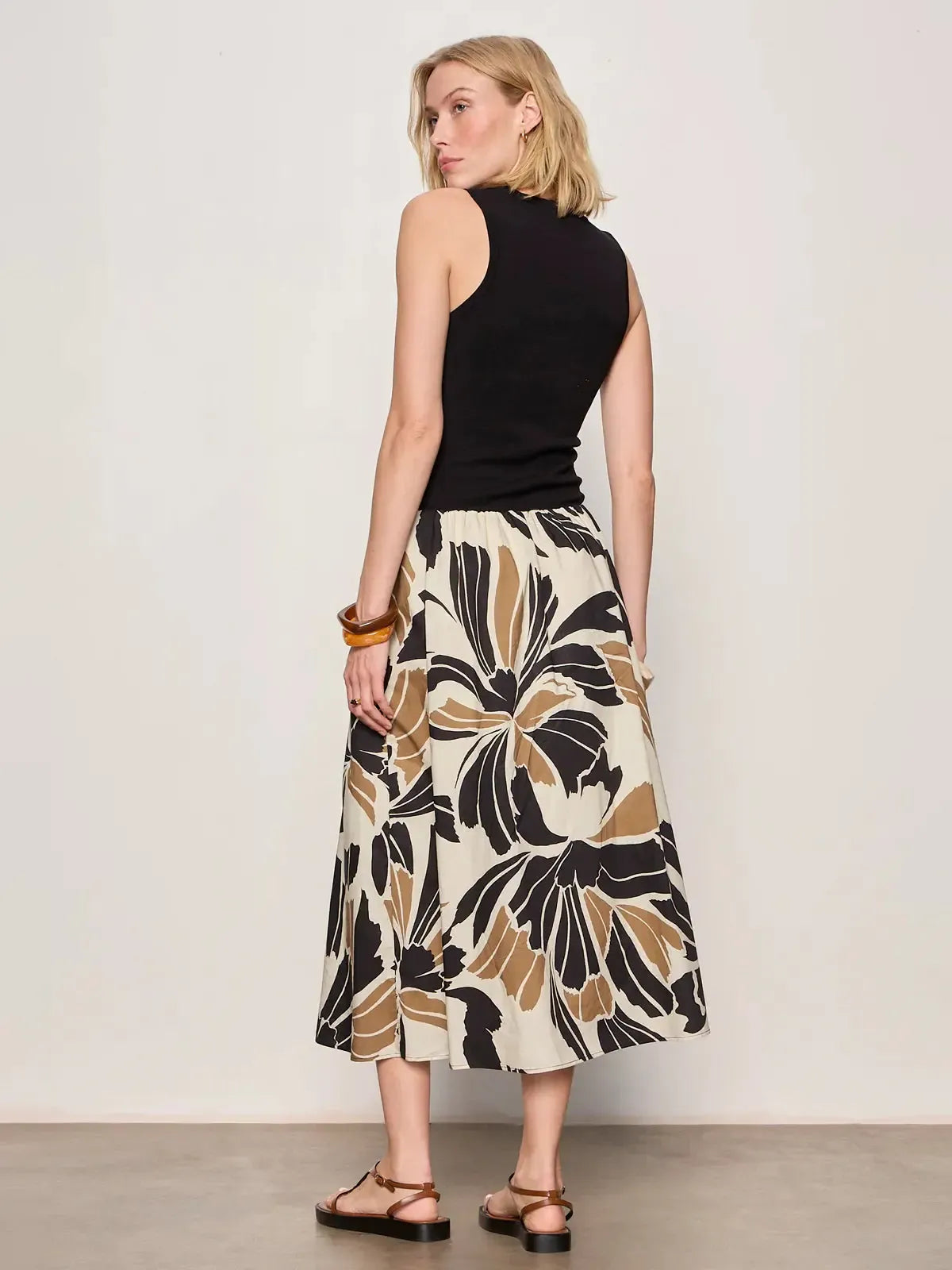 Sanctuary Sandbar Mix Media Midi Dress - Lotus Black-Hand In Pocket