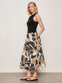 Sanctuary Sandbar Mix Media Midi Dress - Lotus Black-Hand In Pocket