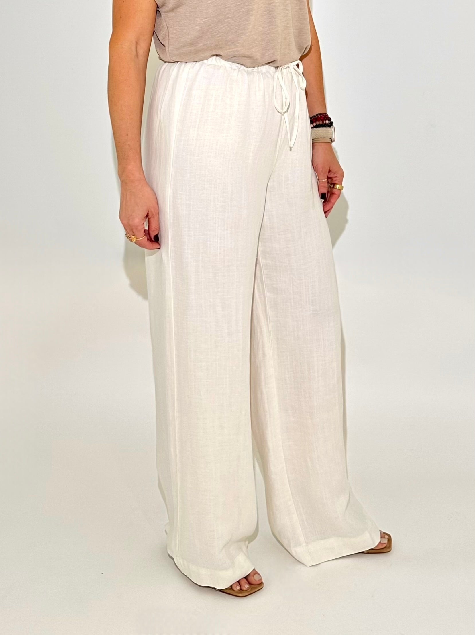 Michael Stars Marissa Drawstring Pant - Parchment-Hand In Pocket