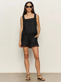 Sanctuary Almost There Linen Shorts - Black-Hand In Pocket