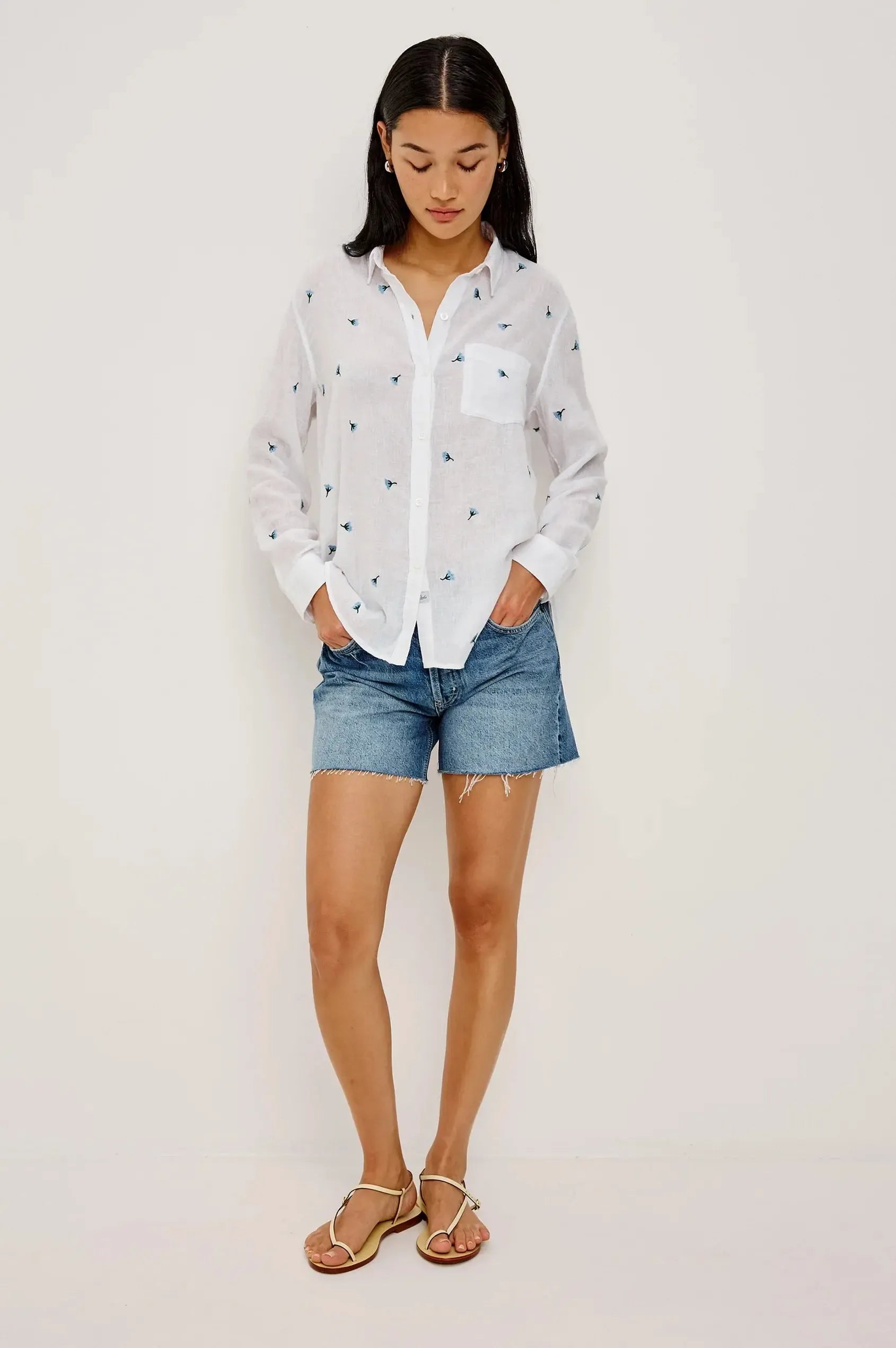 Rails Charli Button Up - Bluebell Carnations-Hand In Pocket