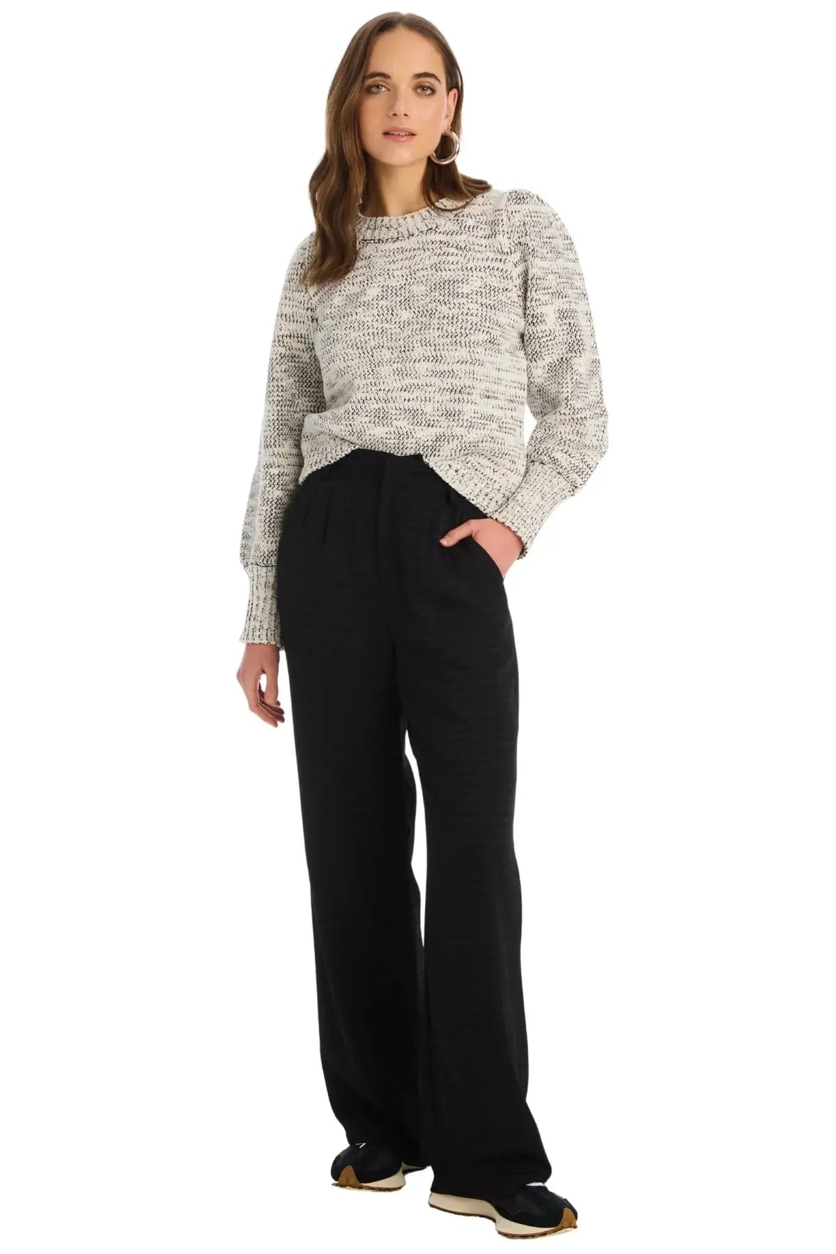 Allison Charlotte Sweater - Ivory/Black-Hand In Pocket