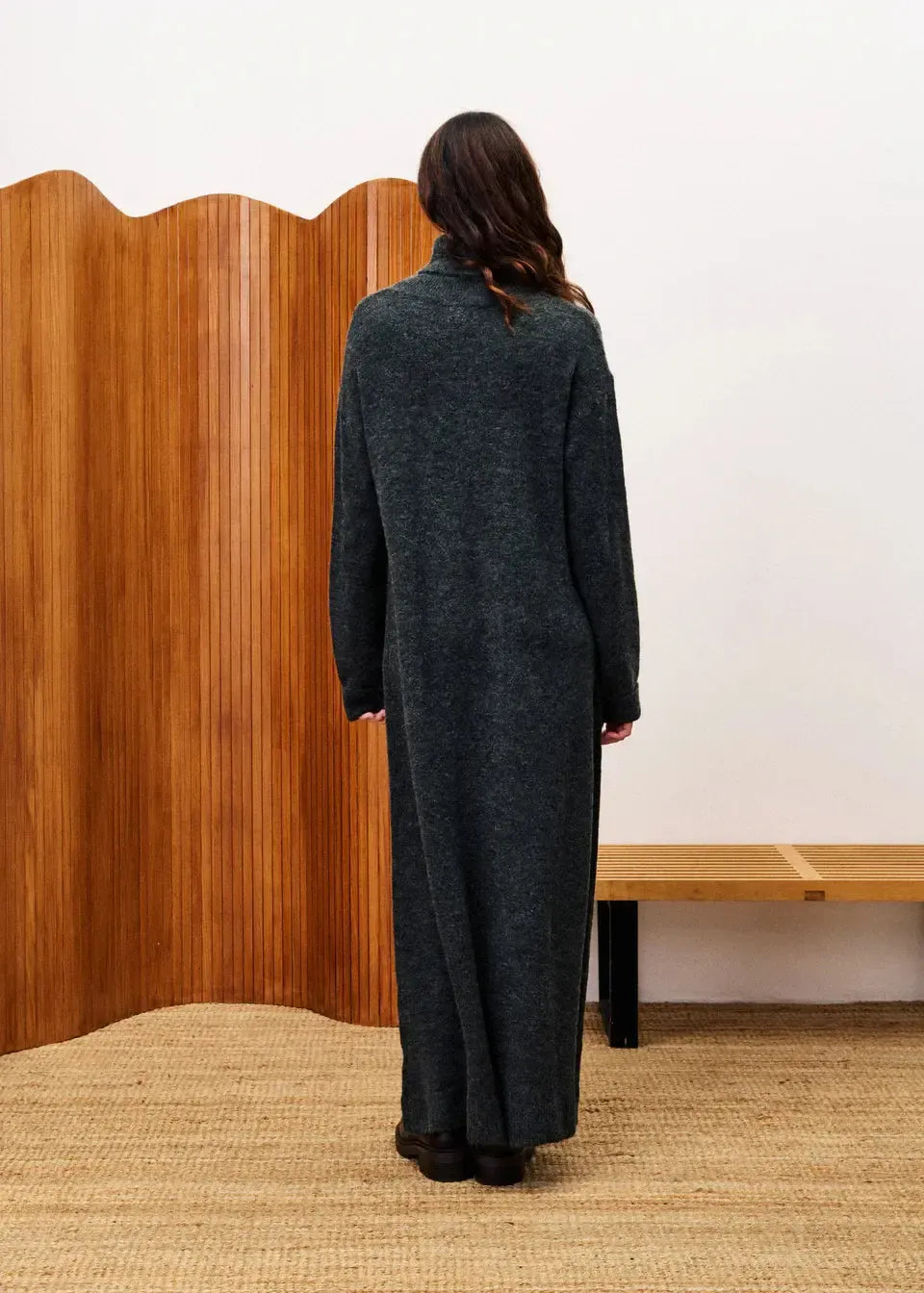 FRNCH Rooibos Dress- Anthracite-Hand In Pocket