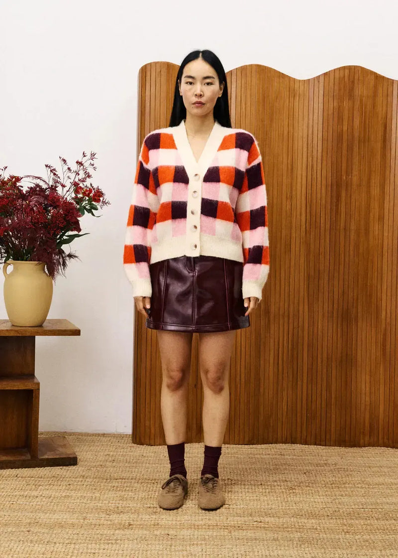 FRNCH Viola Cardigan- Rose-Hand In Pocket
