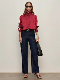 Sanctuary Satin Track Jacket - Crimson-Hand In Pocket