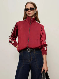Sanctuary Satin Track Jacket - Crimson-Hand In Pocket