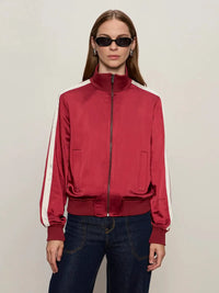 Sanctuary Satin Track Jacket - Crimson-Hand In Pocket
