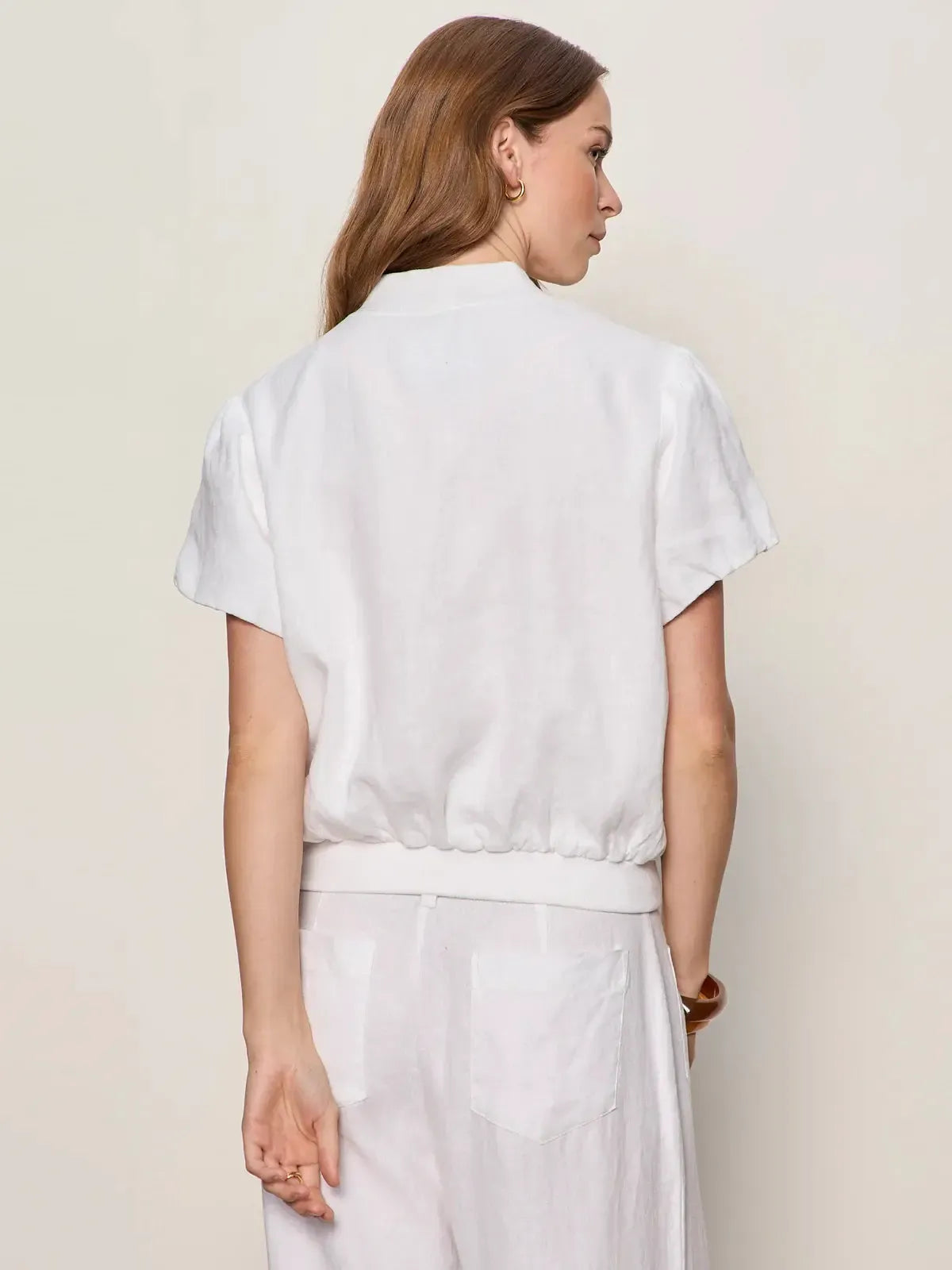 Sanctuary Everly Linen Bomber - White-Hand In Pocket