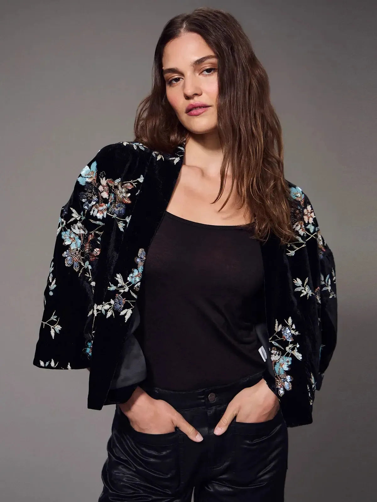 Sanctuary Scarlett Embellished Jacket - Moon Glow-Hand In Pocket