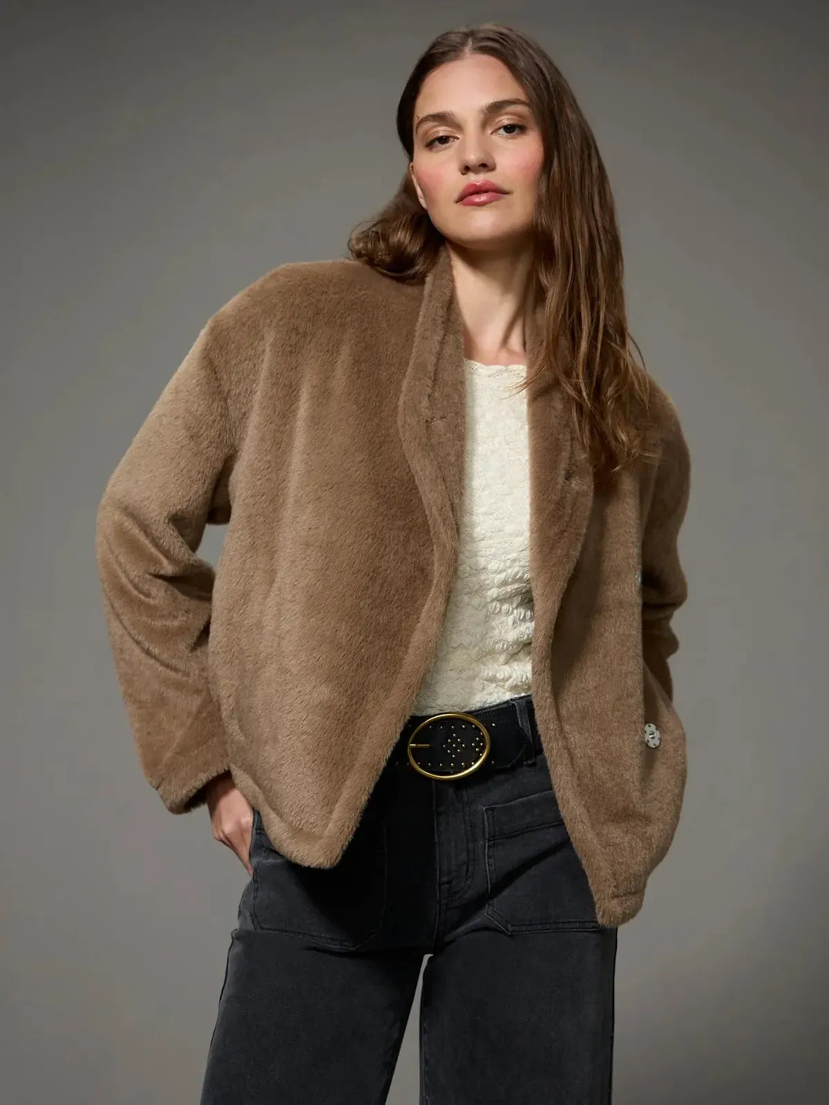 Sanctuary Remi Cozy Jacket - Macchiato-Hand In Pocket