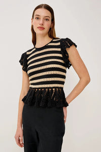 Rails Coen Top - Black Oat Stripe-Hand In Pocket