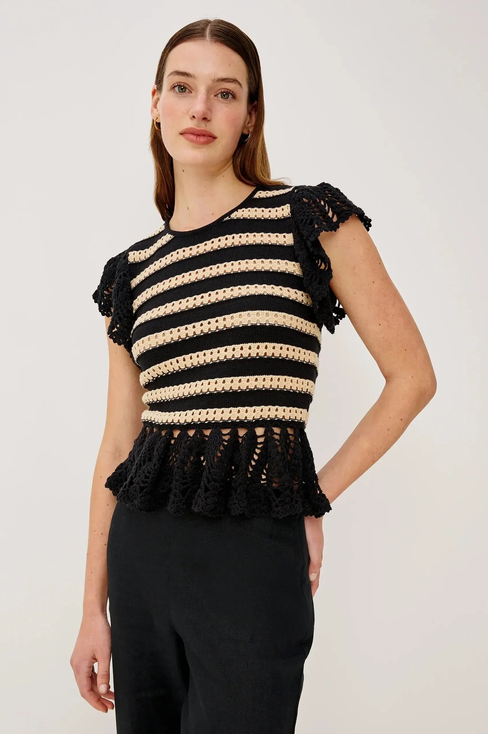 Rails Coen Top - Black Oat Stripe-Hand In Pocket