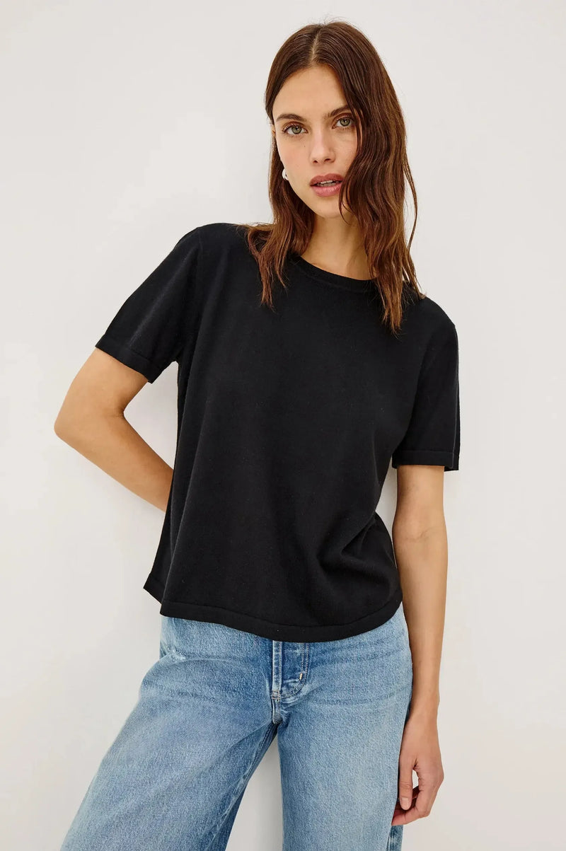 Rails Cotton Cashmere Short Sleeve Tee - Black-Hand In Pocket
