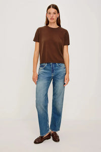 Rails Cotton Cashmere Tee- Espresso-Hand In Pocket