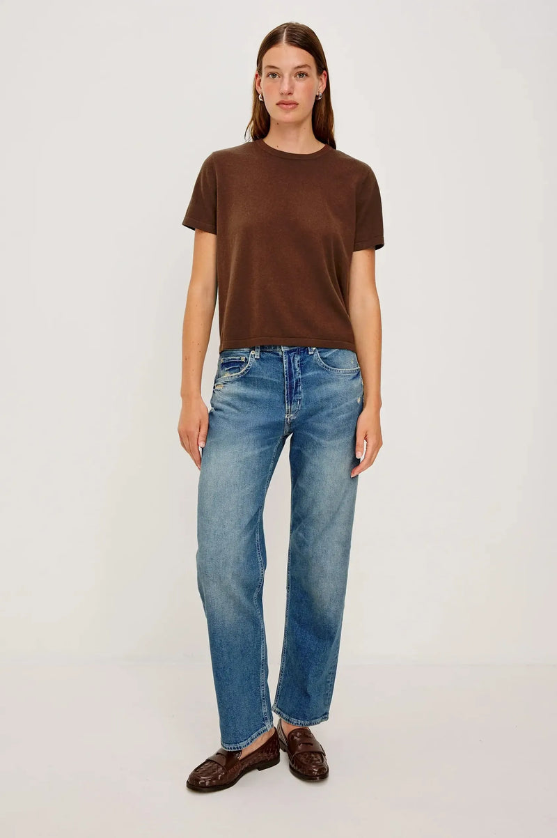 Rails Cotton Cashmere Tee- Espresso-Hand In Pocket