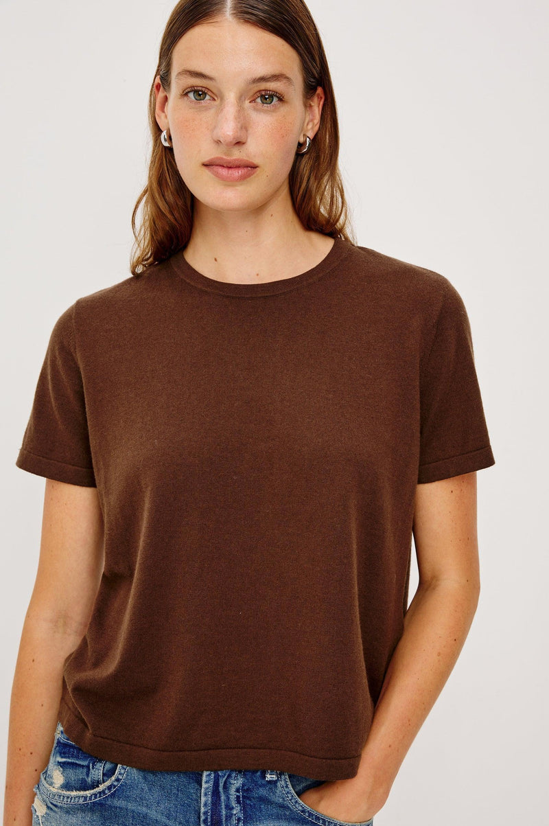 Rails Cotton Cashmere Tee- Espresso-Hand In Pocket