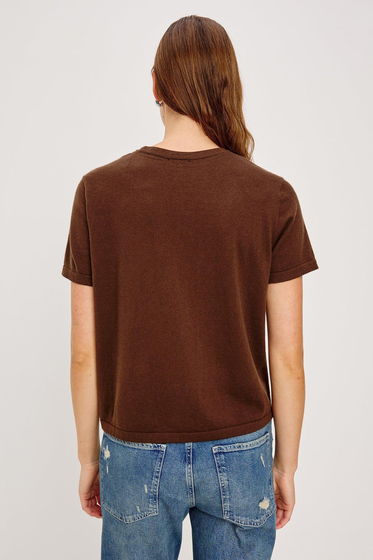Rails Cotton Cashmere Tee- Espresso-Hand In Pocket
