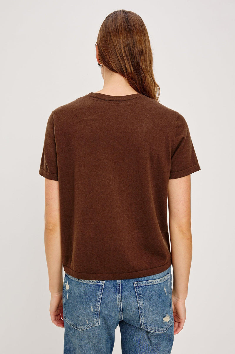 Rails Cotton Cashmere Tee- Espresso-Hand In Pocket