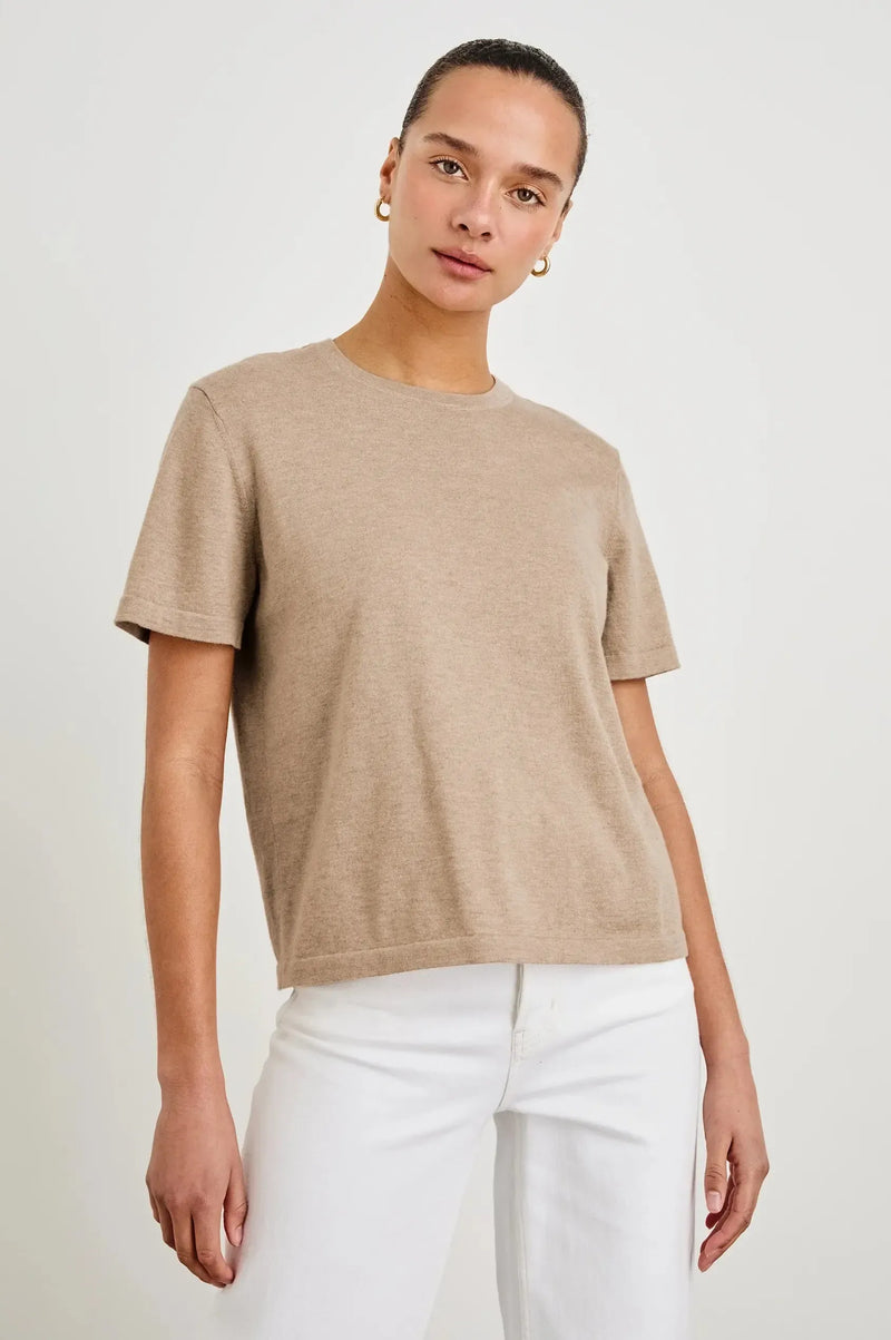 Rails Cotton Cashmere Short Sleeve Tee - Heather Oat-Hand In Pocket