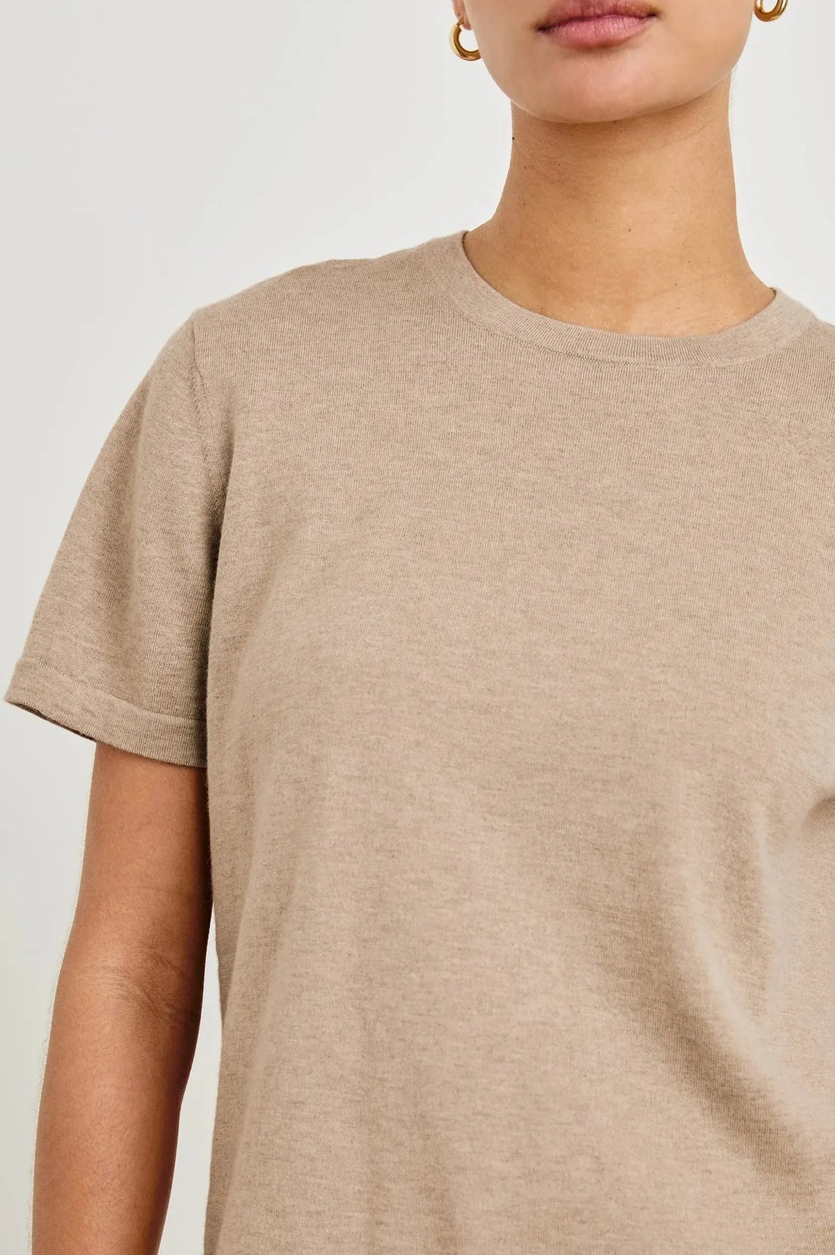 Rails Cotton Cashmere Short Sleeve Tee - Heather Oat-Hand In Pocket