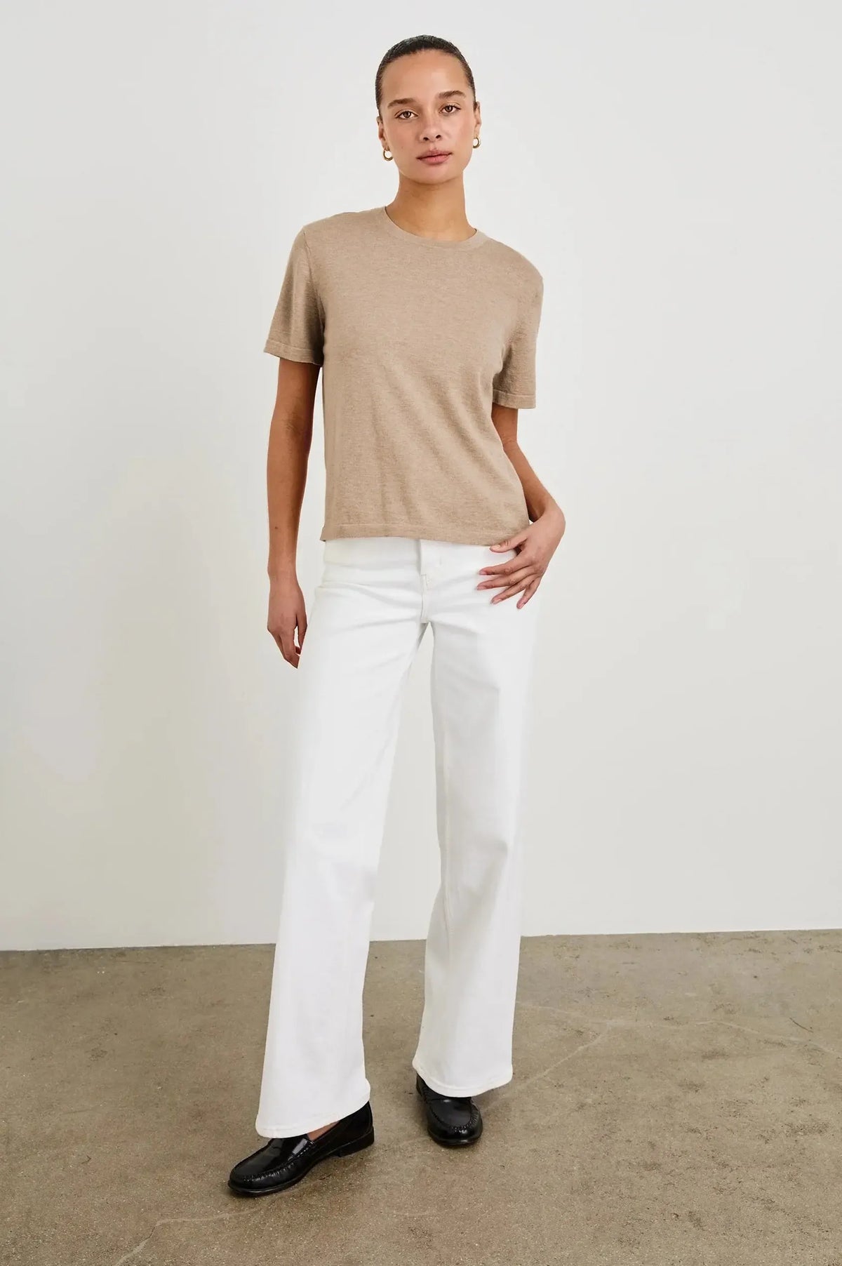 Rails Cotton Cashmere Short Sleeve Tee - Heather Oat-Hand In Pocket