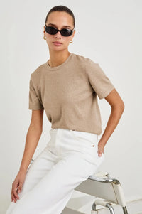 Rails Cotton Cashmere Short Sleeve Tee - Heather Oat-Hand In Pocket