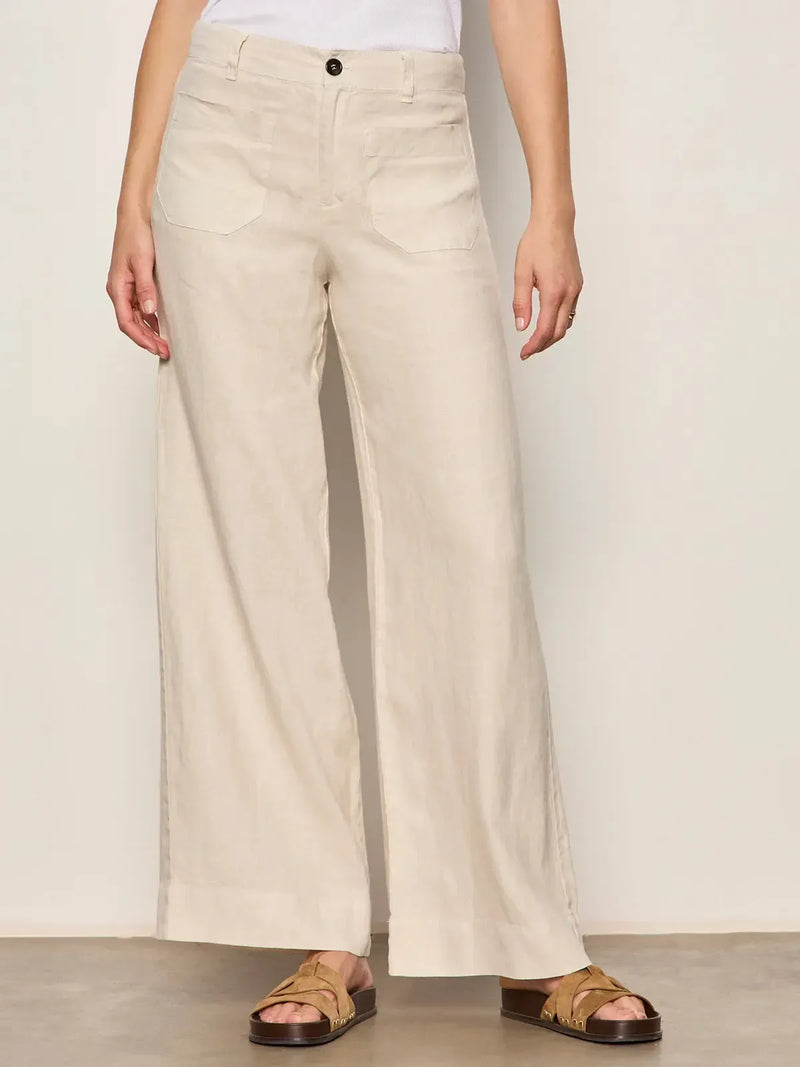 Sanctuary The Linen Marine Wide Leg - Summer Sand-Hand In Pocket