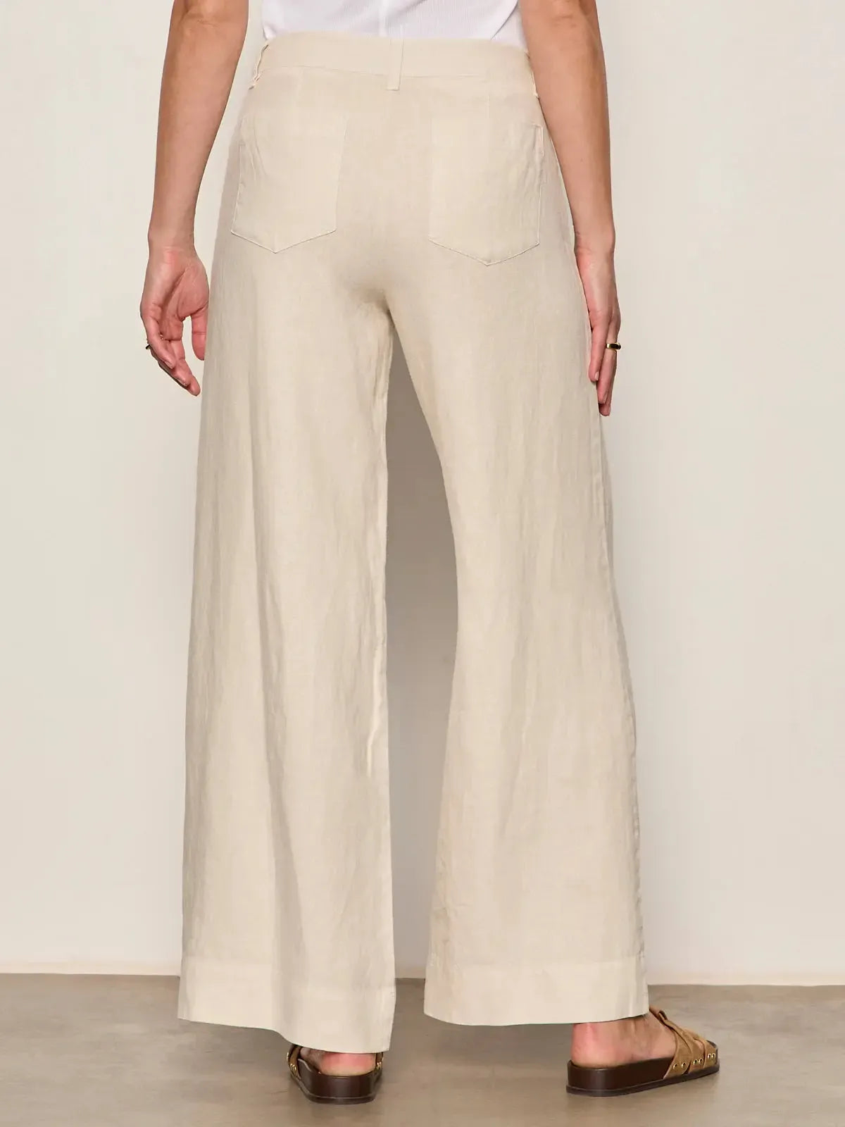 Sanctuary The Linen Marine Wide Leg - Summer Sand-Hand In Pocket