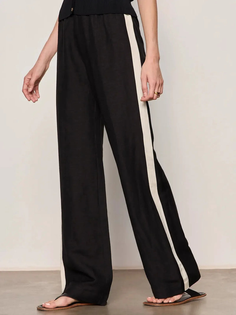 Sanctuary Casual Track Pant - Black/Summer Sand-Hand In Pocket