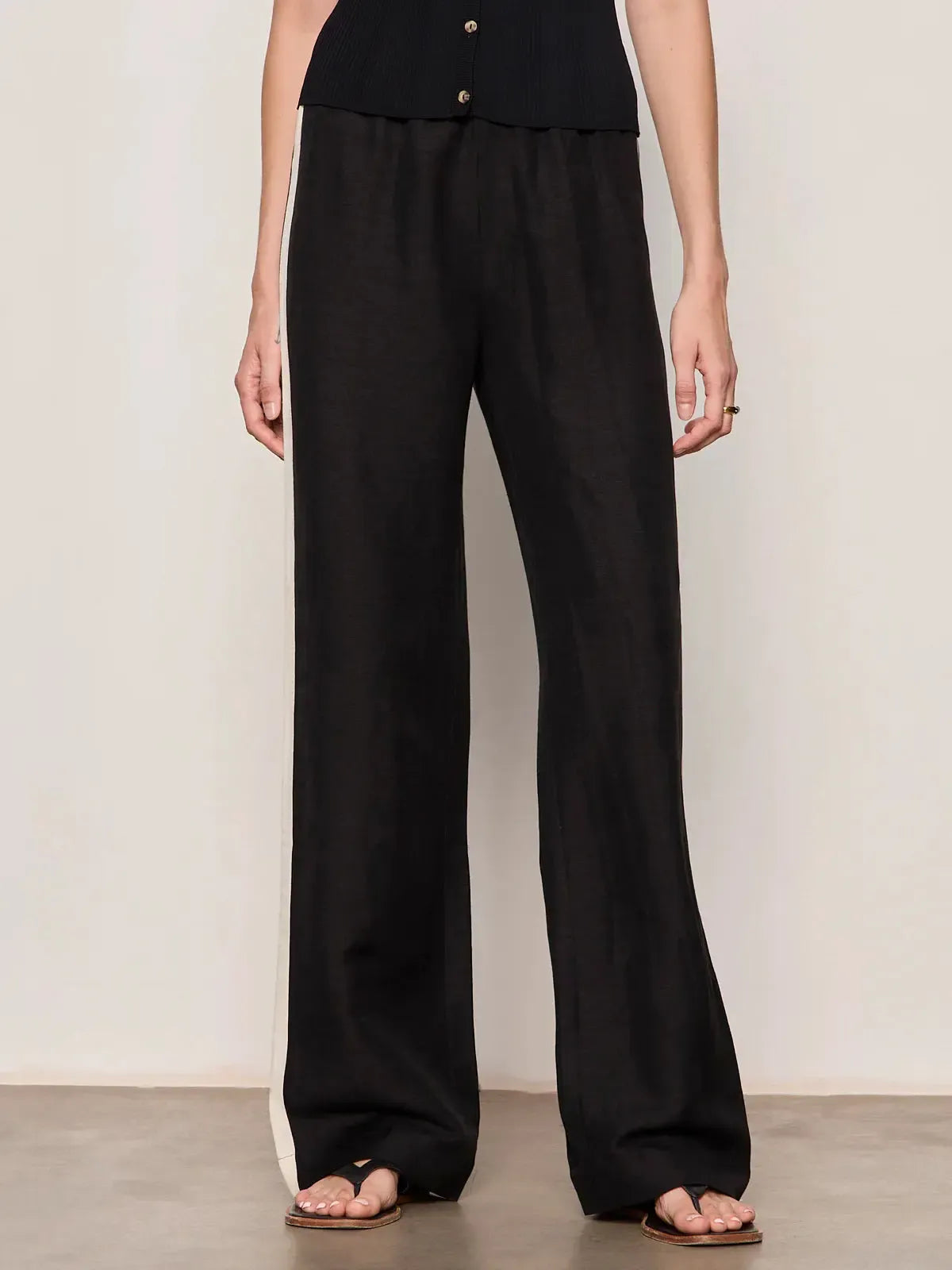 Sanctuary Casual Track Pant - Black/Summer Sand-Hand In Pocket