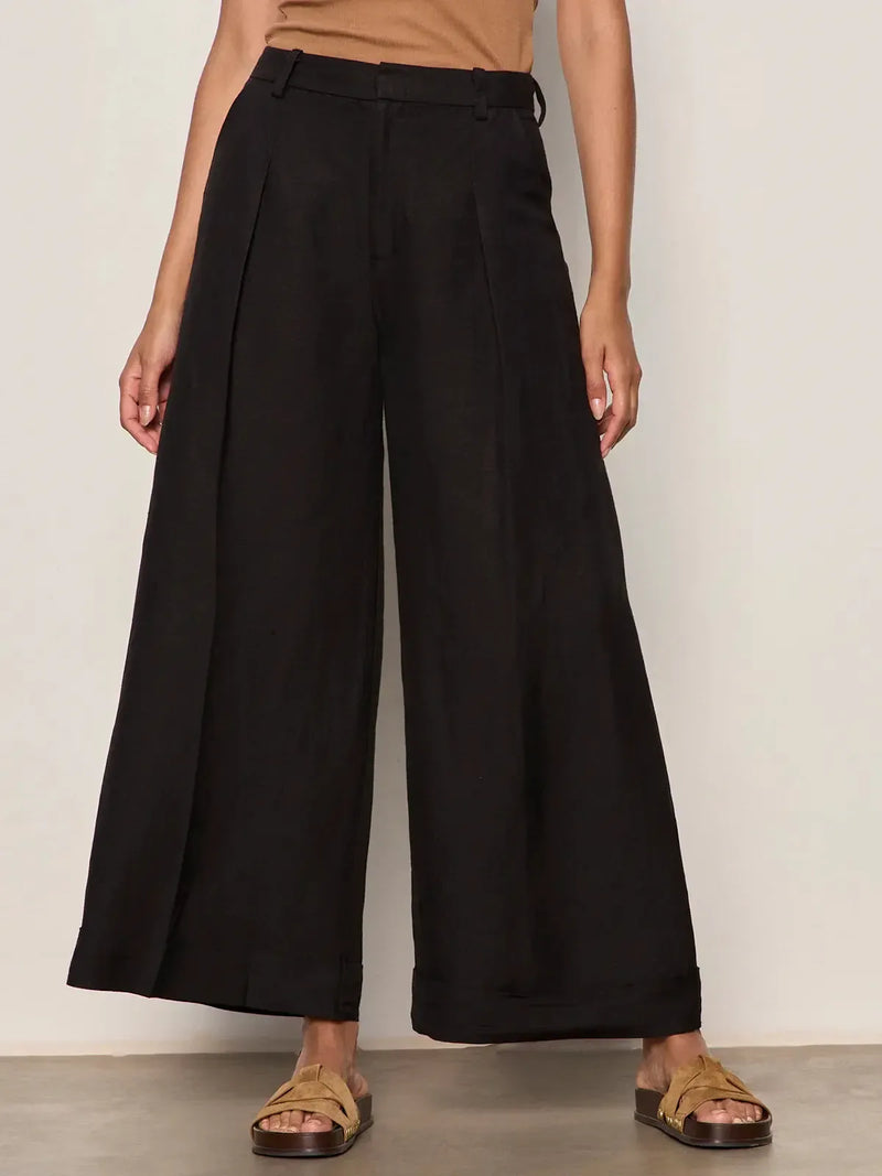 Sanctuary Terrace Linen Pant - Black-Hand In Pocket
