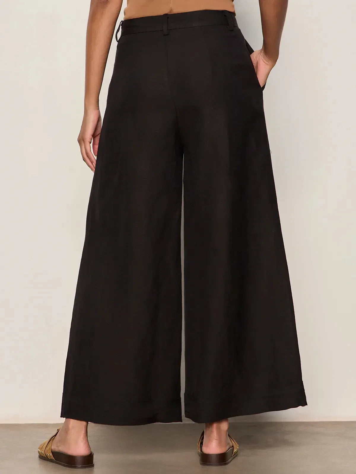 Sanctuary Terrace Linen Pant - Black-Hand In Pocket