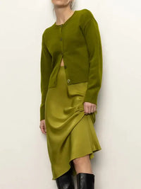 Sanctuary Everyday Midi Skirt - Martini Olive-Hand In Pocket