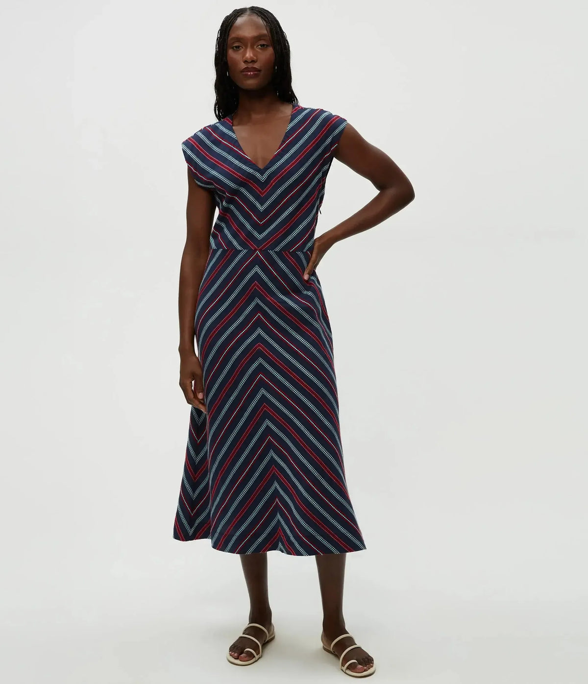 Michael Stars Tess Midi Dress- Nocturnal-Hand In Pocket