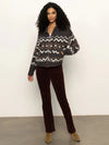 Sanctuary Zip Up Fairisle - Mocha-Hand In Pocket