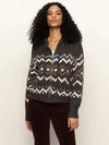 Sanctuary Zip Up Fairisle - Mocha-Hand In Pocket