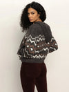 Sanctuary Zip Up Fairisle - Mocha-Hand In Pocket