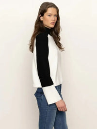 Sanctuary Downtown Mock Neck Sweater - Black/ Chalk