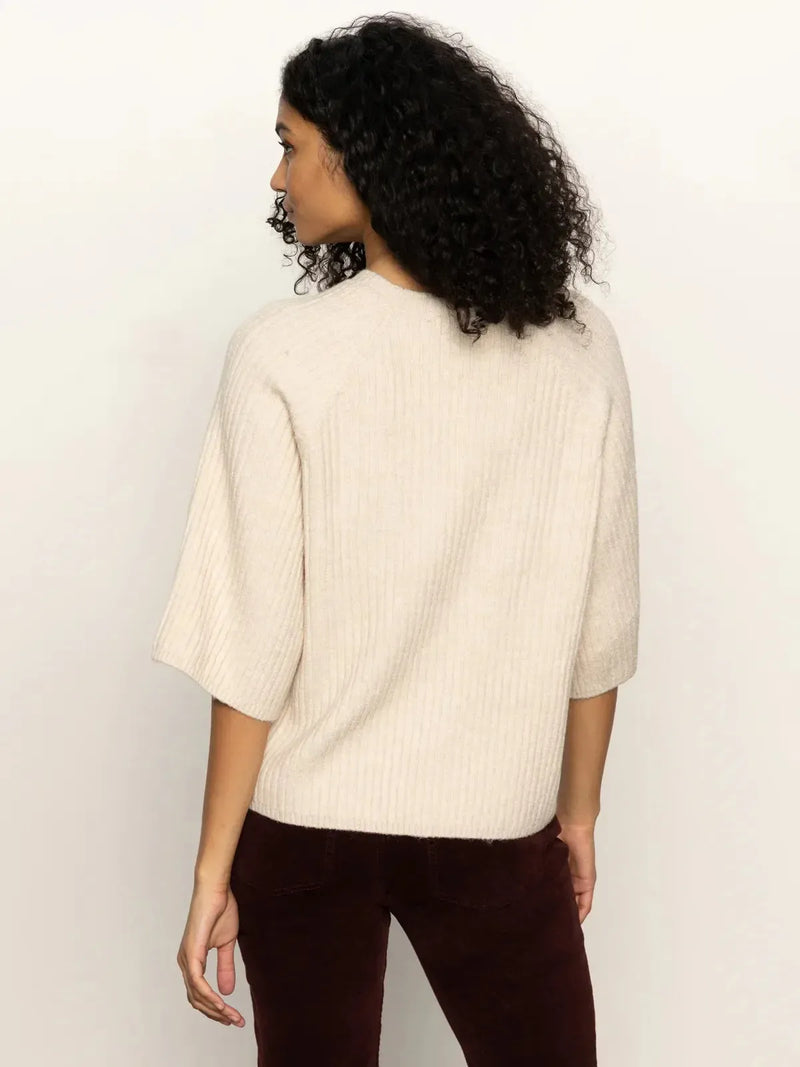 Sanctuary Ribbed Sweater Tee - Mother Of Pearl-Hand In Pocket