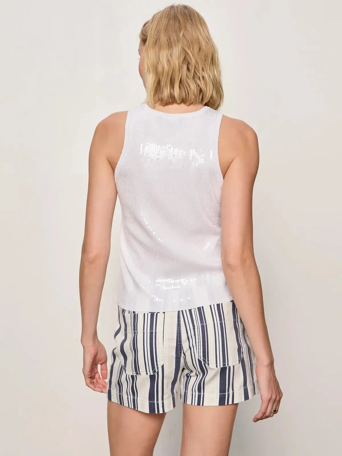 Sanctuary Summer Shine Sequin Shell - White-Hand In Pocket